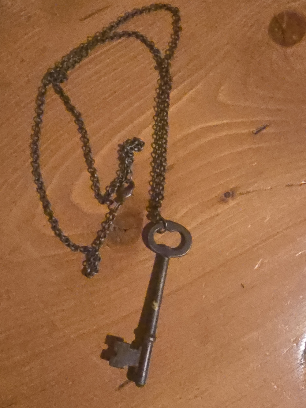Vintage-Style Iron Key Pendant Necklace in Black